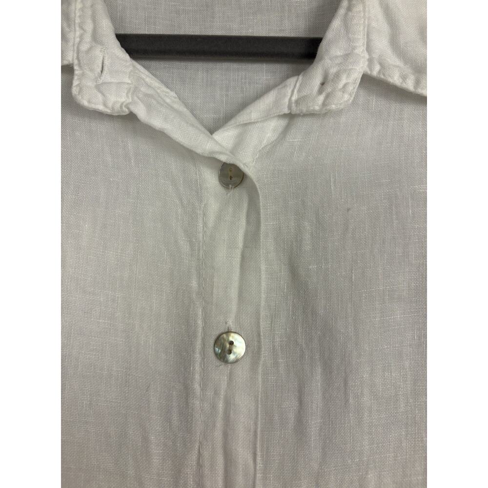 Meo Meli 100% Linen Shirt Dress Button Front Lagenlook White ONE SIZE Italy Made - Picture 3 of 8